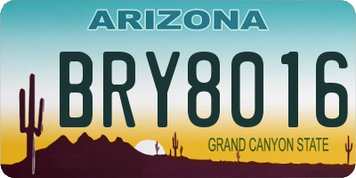 AZ license plate BRY8016