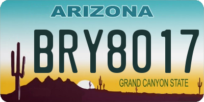 AZ license plate BRY8017