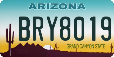 AZ license plate BRY8019