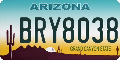 AZ license plate BRY8038