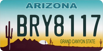 AZ license plate BRY8117