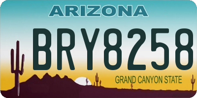 AZ license plate BRY8258