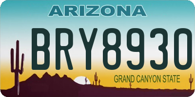 AZ license plate BRY8930