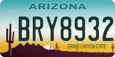AZ license plate BRY8932