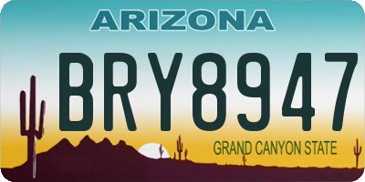 AZ license plate BRY8947