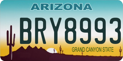 AZ license plate BRY8993