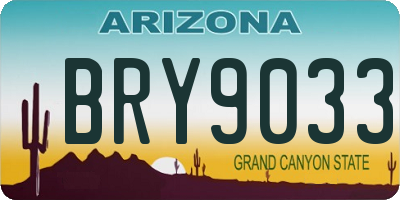AZ license plate BRY9033