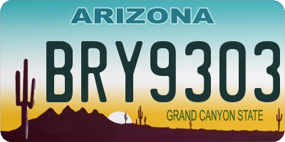 AZ license plate BRY9303