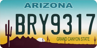 AZ license plate BRY9317
