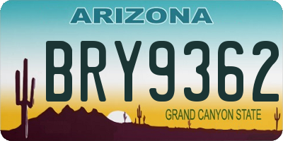 AZ license plate BRY9362