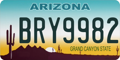 AZ license plate BRY9982