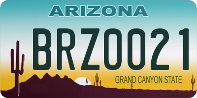 AZ license plate BRZ0021