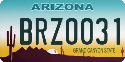 AZ license plate BRZ0031