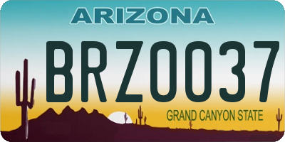 AZ license plate BRZ0037