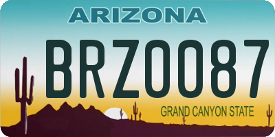 AZ license plate BRZ0087