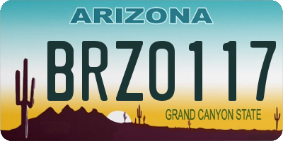 AZ license plate BRZ0117
