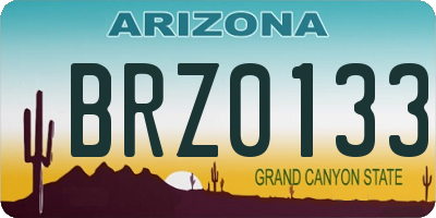 AZ license plate BRZ0133