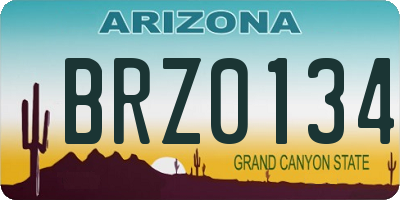 AZ license plate BRZ0134