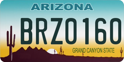 AZ license plate BRZ0160