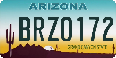 AZ license plate BRZ0172