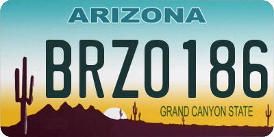 AZ license plate BRZ0186