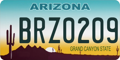 AZ license plate BRZ0209