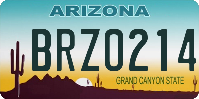 AZ license plate BRZ0214