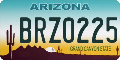 AZ license plate BRZ0225