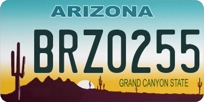 AZ license plate BRZ0255