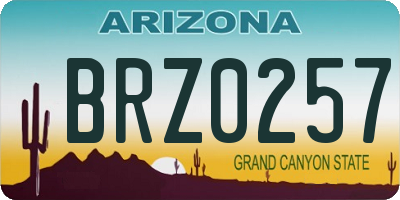 AZ license plate BRZ0257