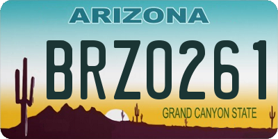 AZ license plate BRZ0261
