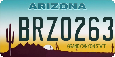 AZ license plate BRZ0263
