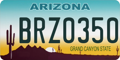 AZ license plate BRZ0350