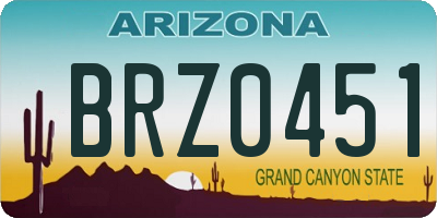 AZ license plate BRZ0451