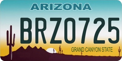 AZ license plate BRZ0725