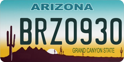 AZ license plate BRZ0930
