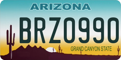 AZ license plate BRZ0990