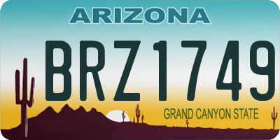AZ license plate BRZ1749