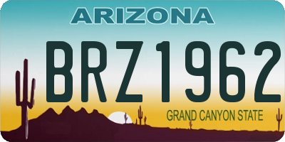 AZ license plate BRZ1962