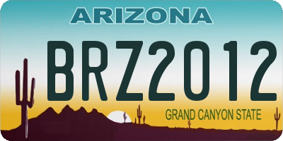 AZ license plate BRZ2012