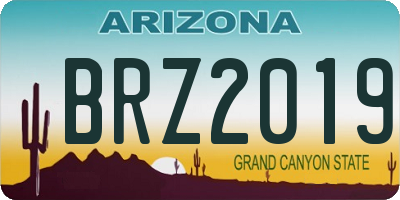 AZ license plate BRZ2019
