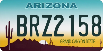 AZ license plate BRZ2158
