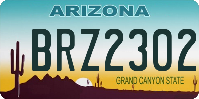 AZ license plate BRZ2302