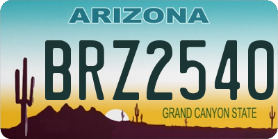 AZ license plate BRZ2540