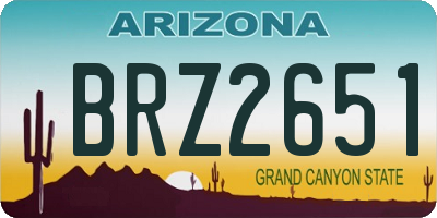 AZ license plate BRZ2651