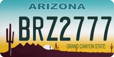 AZ license plate BRZ2777