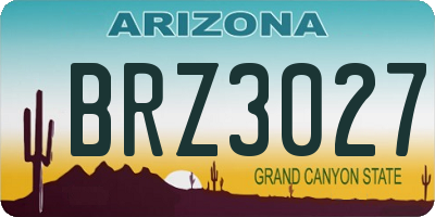 AZ license plate BRZ3027