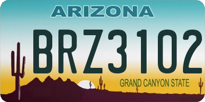 AZ license plate BRZ3102