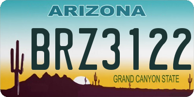 AZ license plate BRZ3122