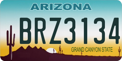 AZ license plate BRZ3134
